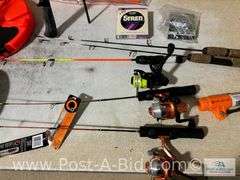 Large Plano Tackle Box With Fishing Poles, Some With Reels, Tip U