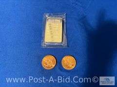1-10 oz. .999 Fine Silver NTR Metals Bar And 2-1 oz. Copper Morg