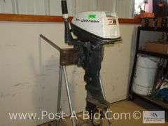 Johnson 6 HP Boat Motor, Condition Unknown, Stand Not Included.