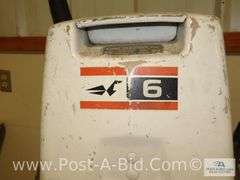 Johnson 6 HP Boat Motor, Condition Unknown, Stand Not Included.