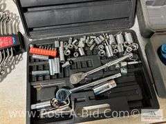 2x Boxes Of Miscellaneous Tools, Includes Sockets, Ratchets, Drem
