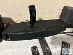 Surround Sound System, 2-Sony Stand Speakers, 1-Bose Center Speak