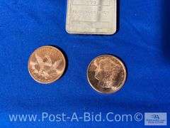 1-10 oz. .999 Fine Silver NTR Metals Bar And 2-1 oz Copper Morg