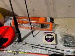 Large Plano Tackle Box With Fishing Poles, Some With Reels, Tip U