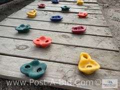 13' Playground Slide And 7' x 35" Climbing Wall.