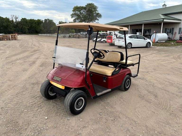 EZ-Go 36 Volt Electric Golf Cart, Rear Seats Flip Down To Flatbed, Has Head