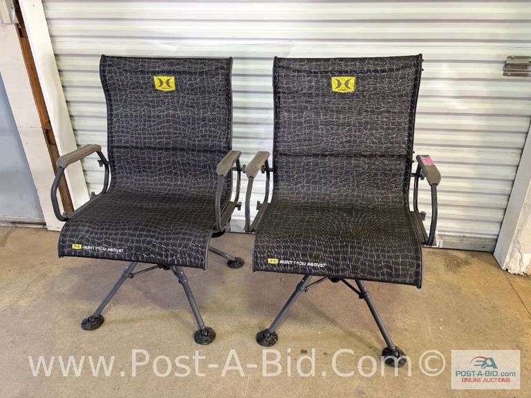 2-Hawk Rotating Hunting Blind Chairs.