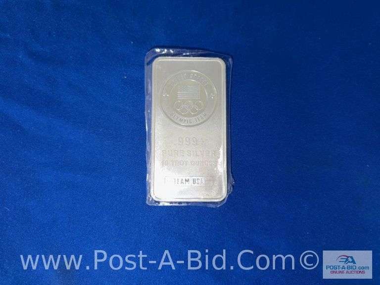 10oz Bar Of .999 Pure Silver - Marked United States Olympic Team - 10 Troy Ounces Team USA, Owner St