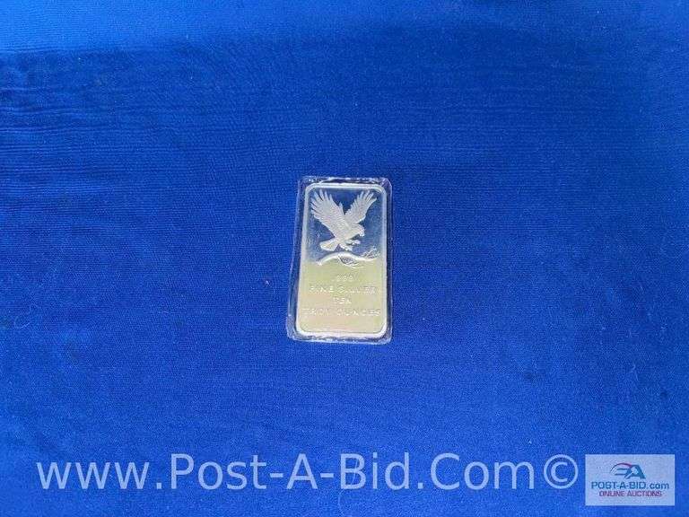 10 Ounce Bar Of .999% Fine Silver- American Eagle Bar, 10 Total Troy Ounces