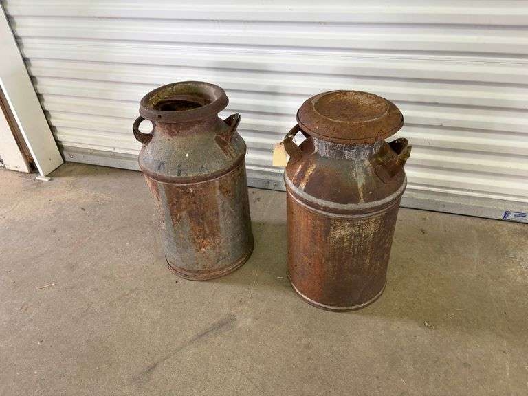 (2) Vintage 10 Gallon Milk Can.