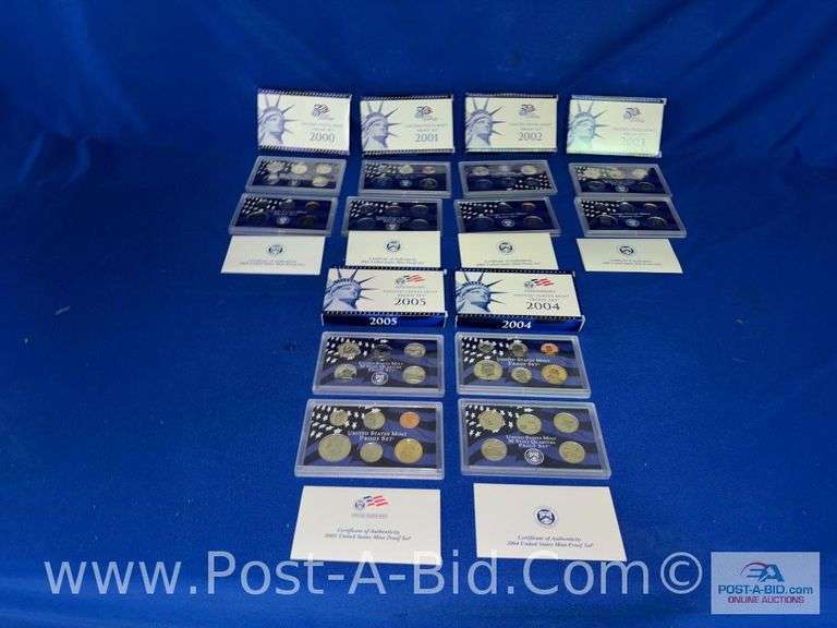 Set Of 6 US Mint Coins, 2000-2005, S Mint Includes Kennedy Half Dollars, Sa