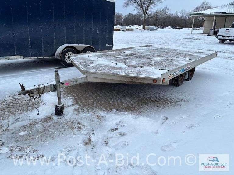 2004 Aluma 14' Tandem Axle Snowmobile Trailer With Ramp, 2" Ball, Lifetime