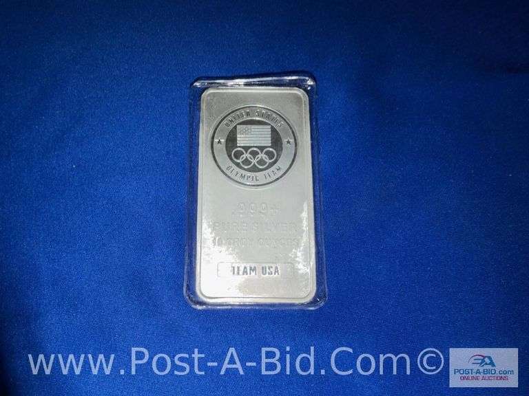 10oz Bar Of .999 Pure Silver - Marked United States Olympic Team - 10 Troy Ounces Team USA, Owner St