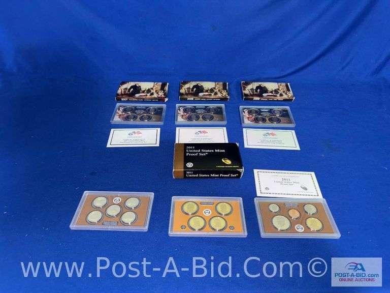 Set Of 4 US Mint Coins- 3 "Presidential $1.00 Coins 2007-2009 And 1 2011 Pr
