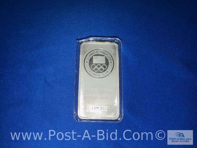 10oz Bar Of .999 Pure Silver - Marked United States Olympic Team - 10 Troy Ounces Team USA, Owner St