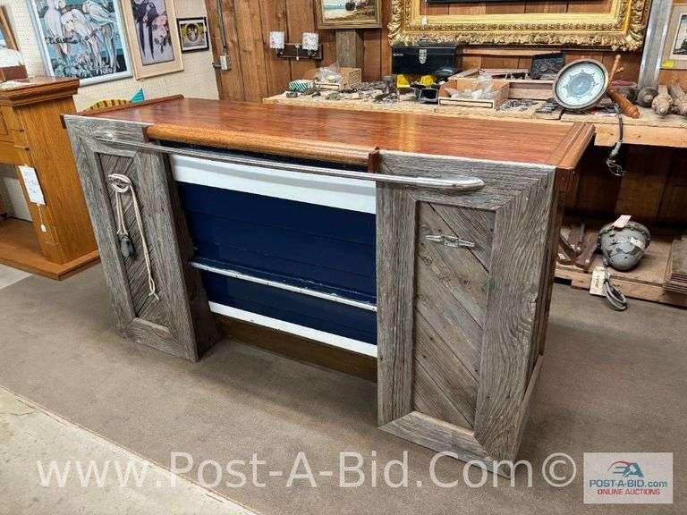 Chris Craft Bow Bar, 27" Deep x 76" Long x 42" Tall.