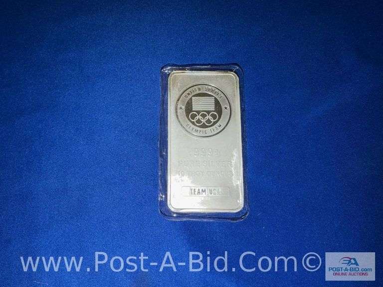 10oz Bar Of .999 Pure Silver - Marked United States Olympic Team - 10 Troy Ounces Team USA, Owner St