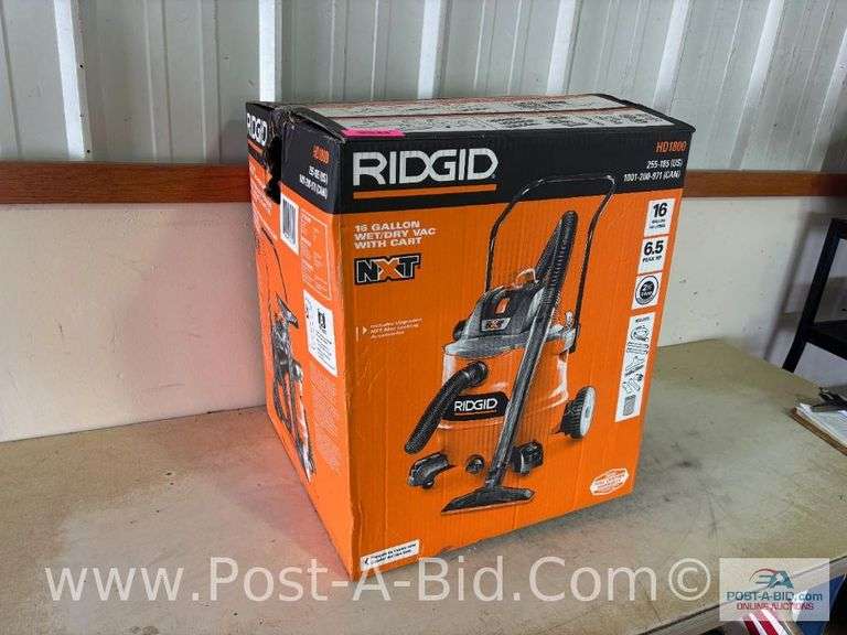 Rigid 16 Gallon NXT Wet/Dry Vac With Cart, Owner Stated "New Unused".