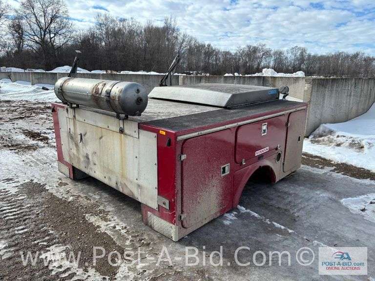 Fiberglass Service Body With Tool Boxes/Drawers, Ladder Rack And Sliding Ha