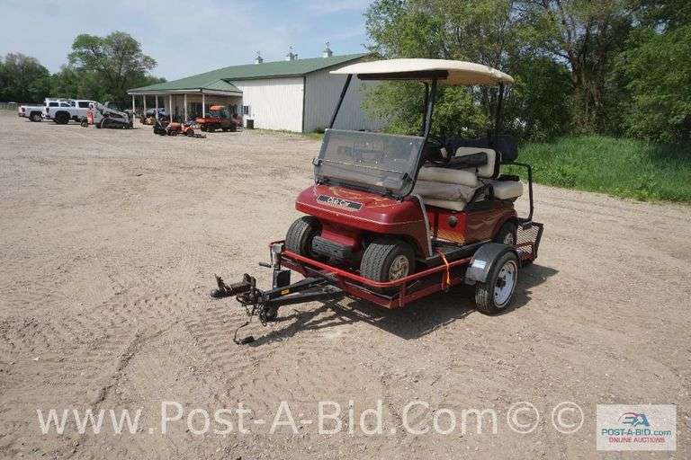 Package Deal: 1995 Club Car 4 Seater Gold Edition Gas Golf Cart With Golf Ba