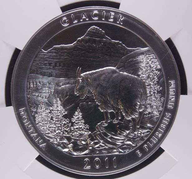 2011 5oz Silver Quarter Glacier National Park Early Releases, NGC MS69