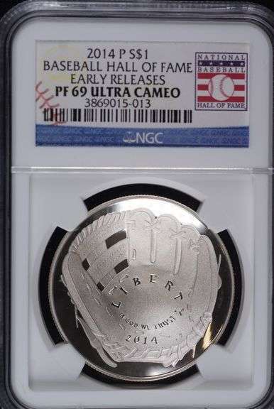 2014 “P” Silver Dollar Baseball Hall of Fame, NGC PF69 Ultra Cameo Early Releases