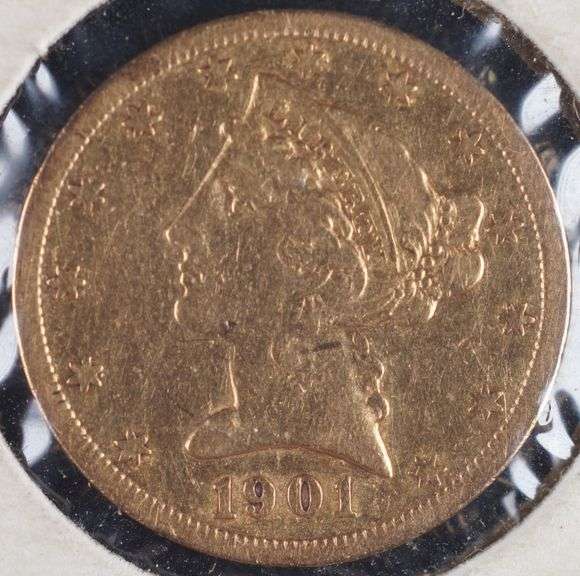 1901 “S” $5 Liberty Head Half Eagle Gold Coin