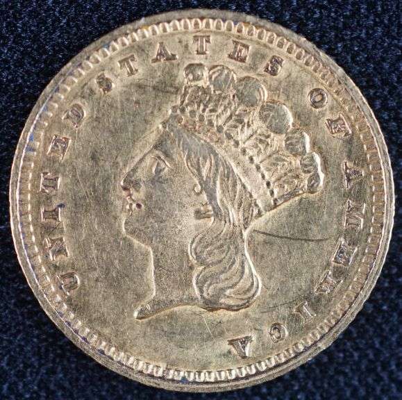 1862 $1 Gold Coin Large Indian Princess Head, Type 3, Civil War Era gold coin