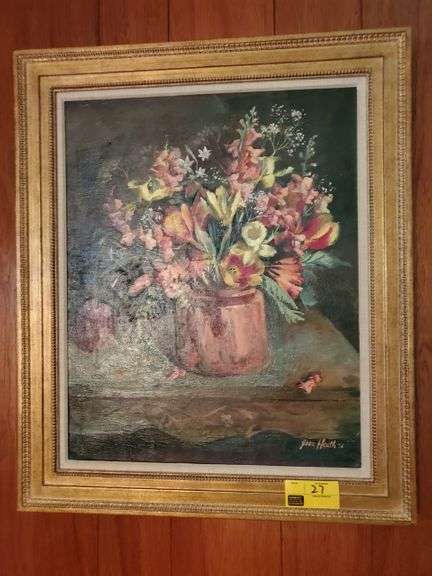 Jean Heath (Robinson, IL native) framed floral painting