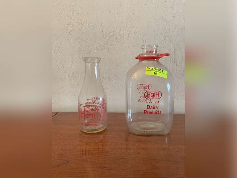 1 Gallon Heath Jug and Heath Quart Milk Bottles