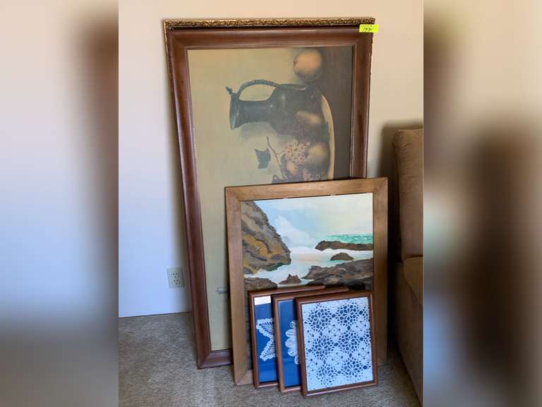 Assortment of large and small paintings