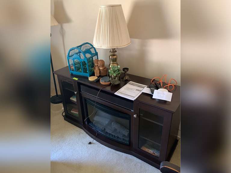Entertainment Center with Fire Logs & Contents