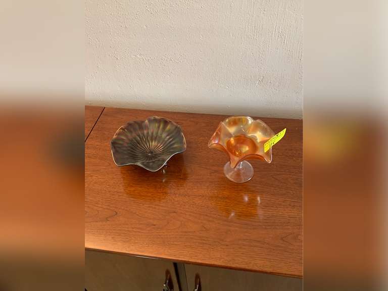 Carnival Glass Ruffled Compote