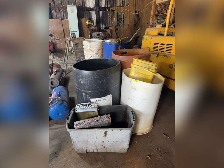 Group of barrels and 2 radiators