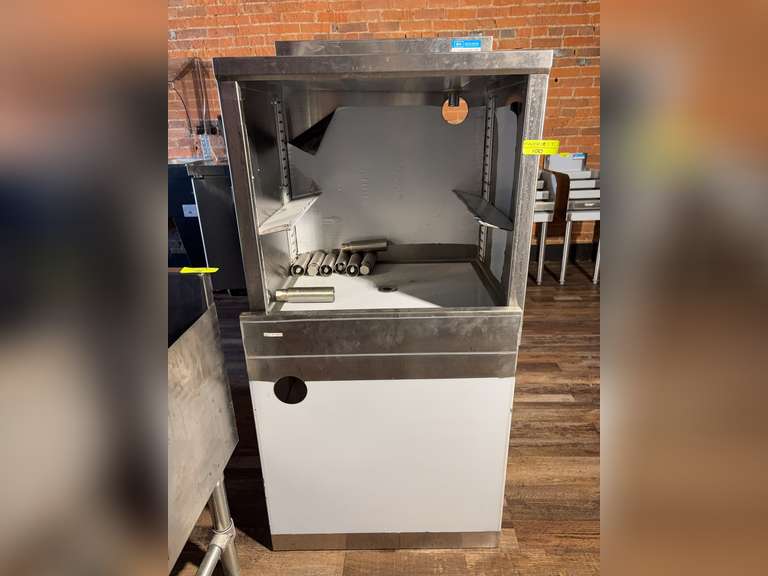 2 Underbar Glass Rack Unit, drainboard top, 24”W x 21”D x 32-1/2”H, open front base, adjustable rack slides, 18/304 stainless steel top with 3” backsplash & 1” NPS drain, stainless steel legs, adjustable high impact corrosion resistant feet, NFS, Weight-195 in total