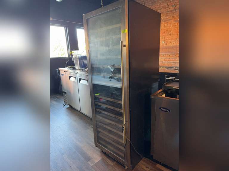 Wine Refrigerator, 23-2/5"W × 26-7/10"D × 69-3/10"H, reach-in, one-section, free standing or built-in, maximum (155) bottle capacity, dual zone, (1) hinged glass door, 40° to 72°F temperature range, (15) beech wood shelves, LED readout with digital touch panel, reversible stainless steel door frame with T-shape handle, auto defrost, rear mounted self-contained refrigeration, 160 watts, 120v/60/1-ph, NEMA 5-15P, cETLus,
ETL- Sanitation Weight: 271 lbs in total