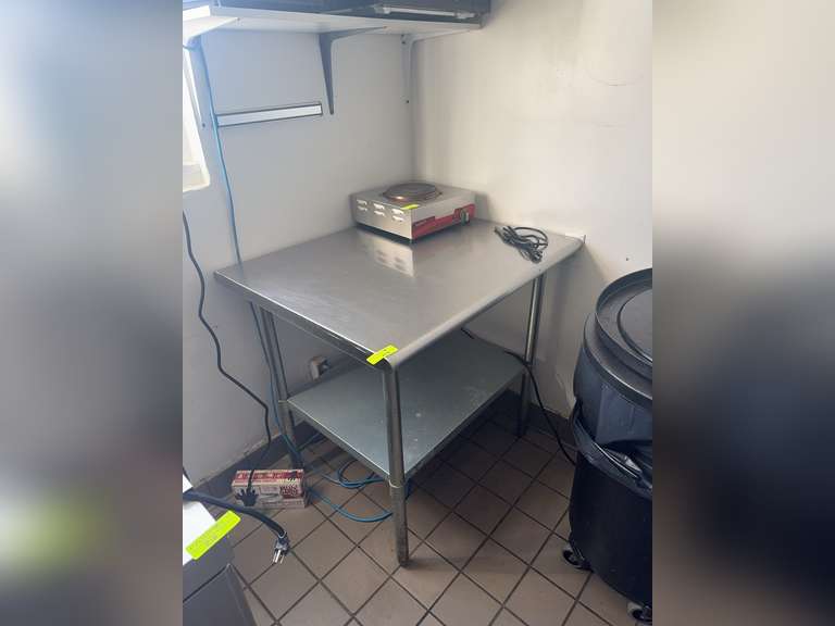 Steelton 30" x 36" 18 Gauge 430 Stainless Steel Work Table with Undershelf, model number 522ETSG3036. 18-gauge, type 430 stainless steel with galvanized steel legs and an undershelf. NSF.