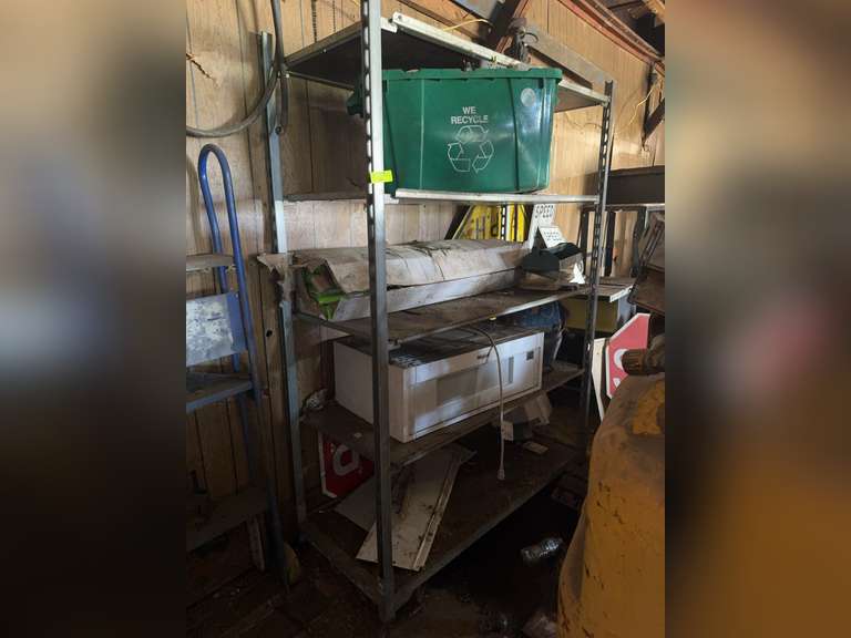 Metal shelf w/contents