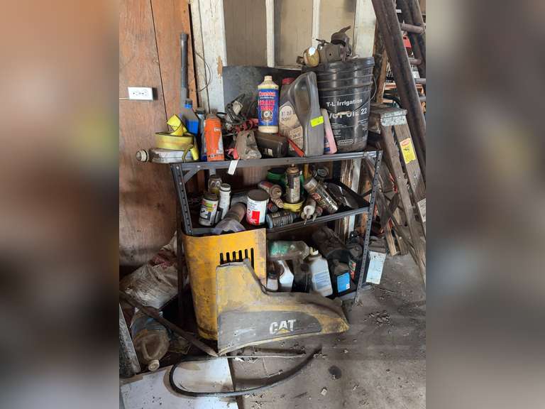 3 shelf unit and contents, ladder, loading ramps