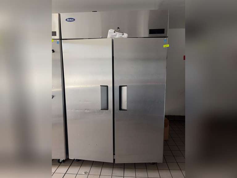 REACH-IN FREEZER
Atosa USA, Inc. Model No. MBF8002GR
Atosa Freezer, reach-in, two-section, 51-7/10"W x 31-7/10"Dx81-3/10"H, top mount self-contained refrigeration, 43.2 cu ft., (2) locking hinged solid doors, digital temperature control, 8 to 0 ^ * F temperature range, (6)adjustable shelves, interior LED lighting, automatic evaporation, electric defrost, stainless steel interior & exterior, galvanized steel back, 4" casters, R290 Hydrocarbon refrigerant, 3/4 HP, 115v/60/1-ph, 8.6 amps, cord with NEMA 5-15P, CETLUS, ETL-Sanitation, ENERGY STAR®
Class 150
Weight: 403 lbs total