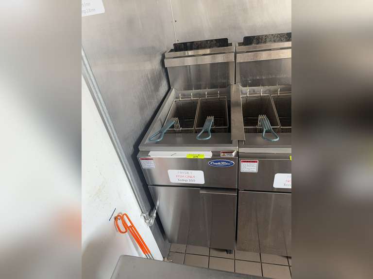 GAS FLOOR FRYER Atosa USA, Inc. Model No. ATFS-50-NGCookRite Fryer, natural gas, floor model, 15-3/5"W x 30-1/10"D x 44-2/5"H, 50 lb. capacity, (4) burners, milivolt control, 200°F-400°Ftemperature range,, (2) nickel plated baskets with coated handles, basket hanger, oil cooling zone seated in the bottom of the tank, stainless steel structure, (4) casters, CETLus, ETL-SanitationStafford StockNatural gas, 136,000 total BTU'sClass 85Weight: 513.3 lbs total