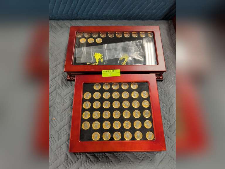 PRESIDENTIAL DOLLAR 41 PCS COIN SET W/ Display BOX Gold Platinum Highlighted and STATES DOLLAR 13 P