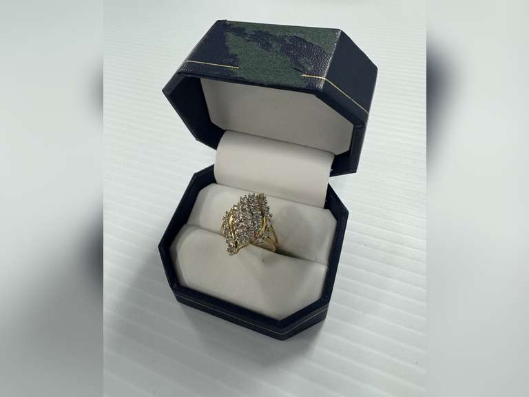 10K Yellow Gold 1 & 1/4 Ct Diamond Cocktail Ring