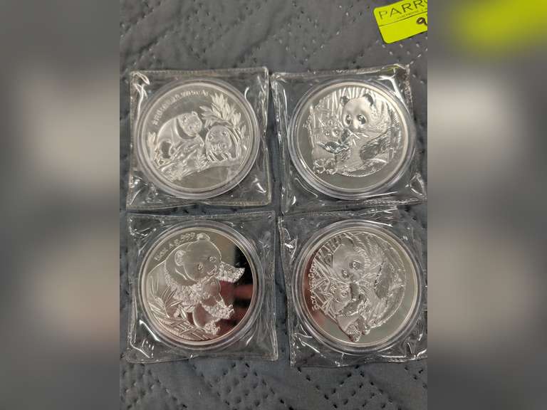 4 China Panda Coins 5oz Ag.999 Silver