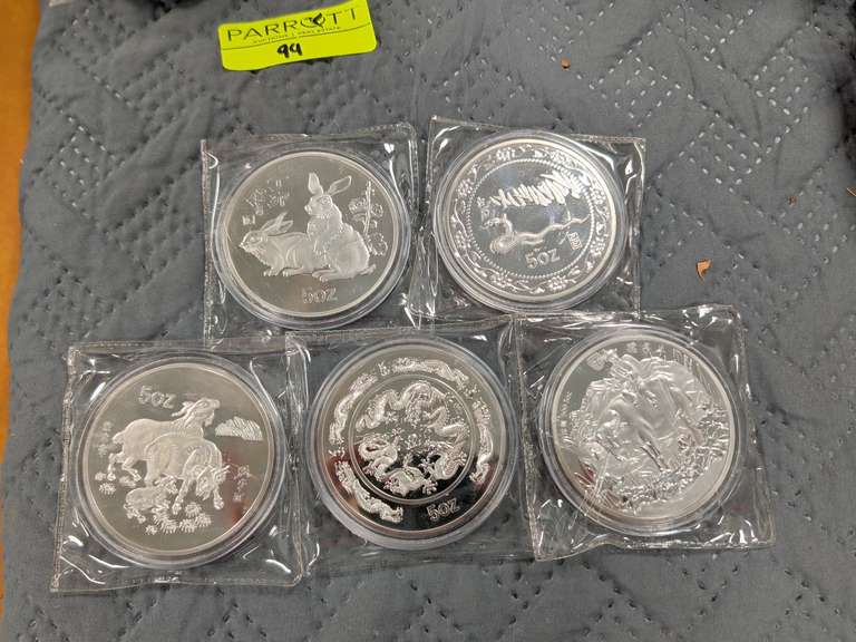 5 Zodiac China Coins 5oz Ag.999 Silver