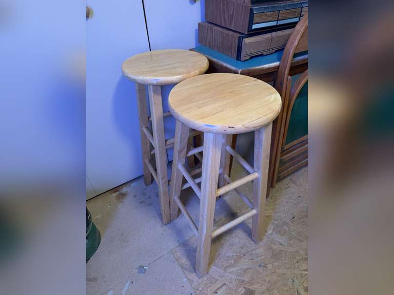 2 wooden stools
