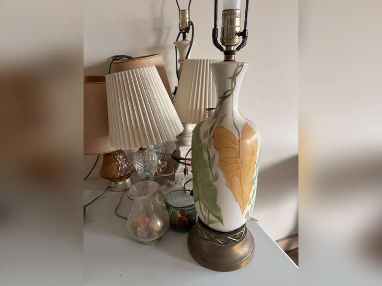Various ceramic and glass table lamps