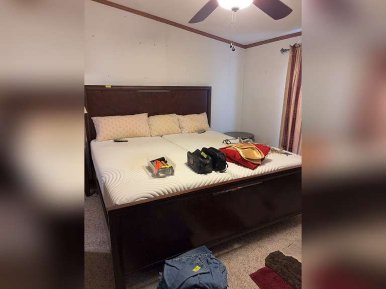 Wooden King bed frame, Tempur Pedic Adjustable mattress