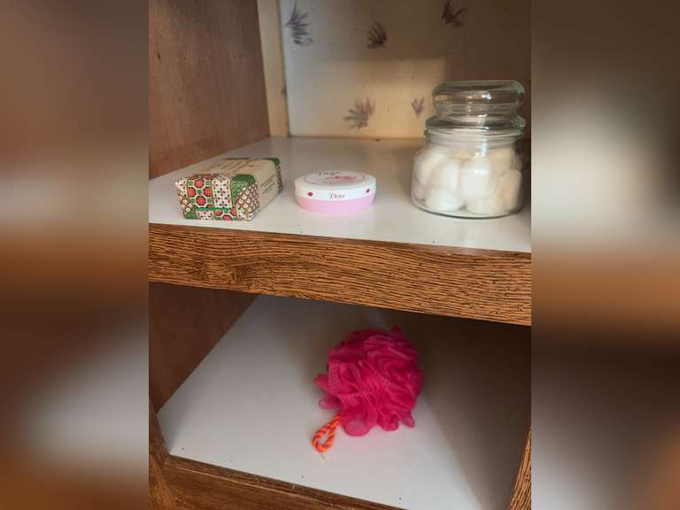 Contents of cabinets, towels, and more