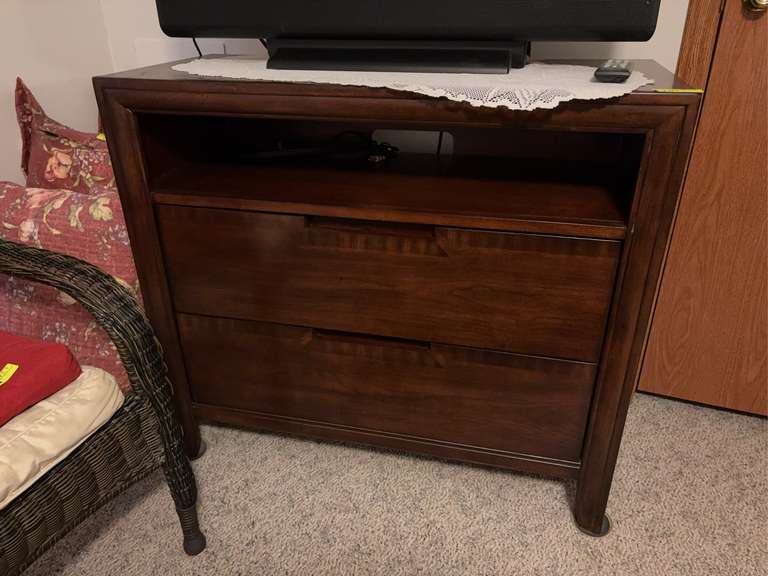 Wooden Dresser with 2 drawers (40” long x 36” tall x 17” wide”